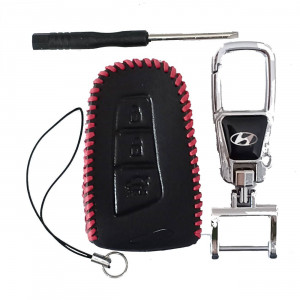 Чехол кожаный смарт ключа HYUNDAI 3 кнопки с карабином