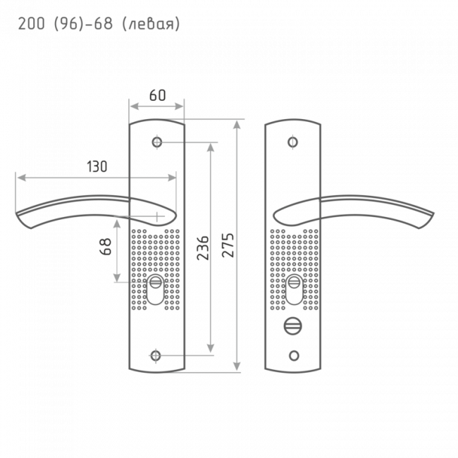 Ручка на планке для китайских дверей 200(96) (левая) матовый никель Ручка на планке для китайских дверей 200(96) (левая) матовый никель