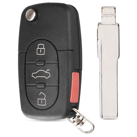 Корпус выкидного ключа AUDI 3+1 кнопка HU-HAA HU66 CR2032, с лого