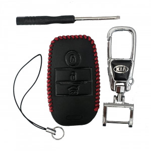 Чехол кожаный смарт ключа KIA 3 кнопки с карабином