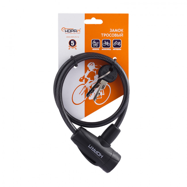 Велосипедный замок №23 черный 8х650 мм