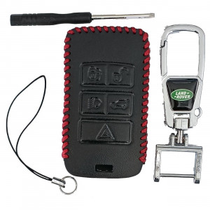 Чехол кожаный смарт ключа LAND ROVER 4+1 кнопки с карабином
