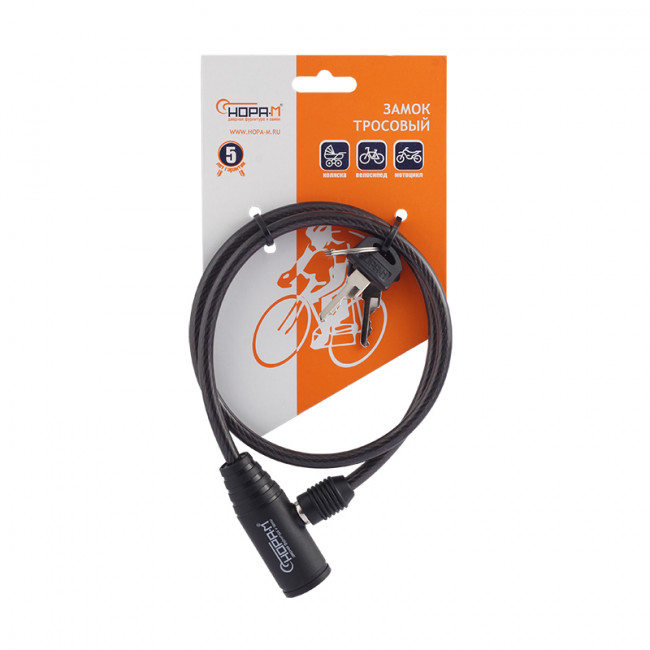 Велосипедный замок №24 черный 6х650 мм