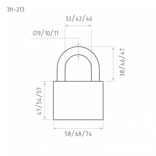 Замок навесной ЗН-213 темный 55 мм