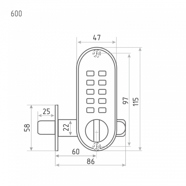Кодовый замок 600 старая медь Кодовый замок 600 старая медь