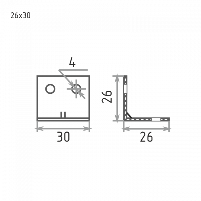 Уголок крепеженый 26х30 сталь