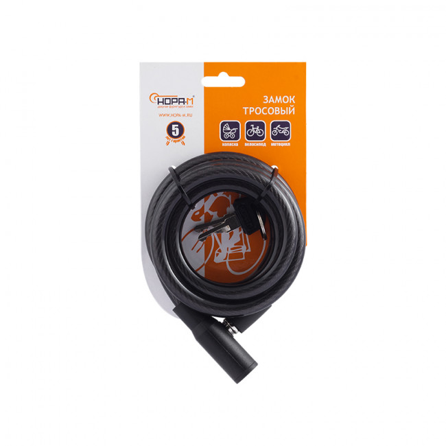 Велосипедный замок №25 черный 10x1200 мм