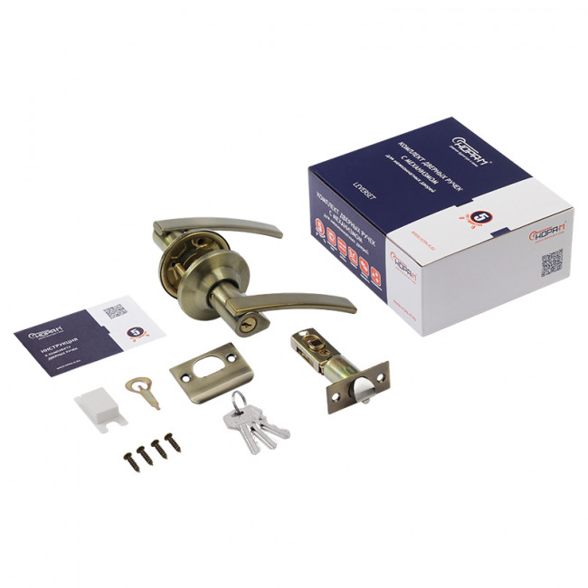 Защелка межкомнатная ТТ14 старая бронза 01 - ключ/фиксатор