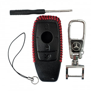 Чехол кожаный смарт ключа MERCEDES 3 кнопки с карабином