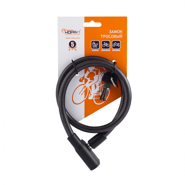 Велосипедный замок №25 черный 10x650 мм