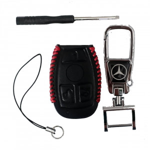 Чехол кожаный смарт ключа MERCEDES 3 кнопки с карабином