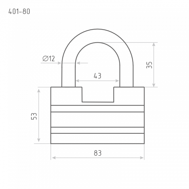 Замок навесной ЗН-401 серый 80 мм Замок навесной ЗН-401 серый 80 мм