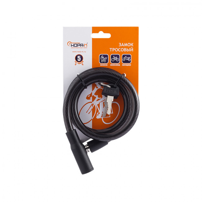 Велосипедный замок №25 черный 10х800 мм