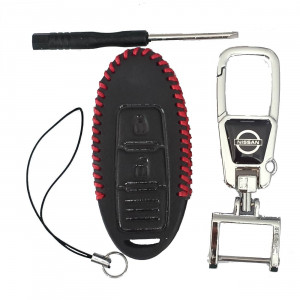 Чехол кожаный смарт ключа NISSAN 2 кнопки с карабином