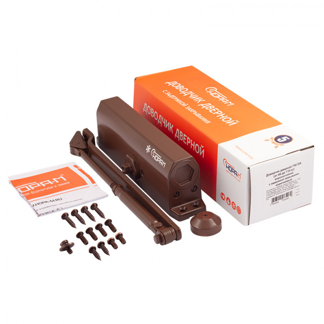 Доводчик дверной с задержкой закрывания 740DA от 60 до 110 кг коричневый Доводчик дверной с задержкой закрывания 740DA от 60 до 110 кг коричневый