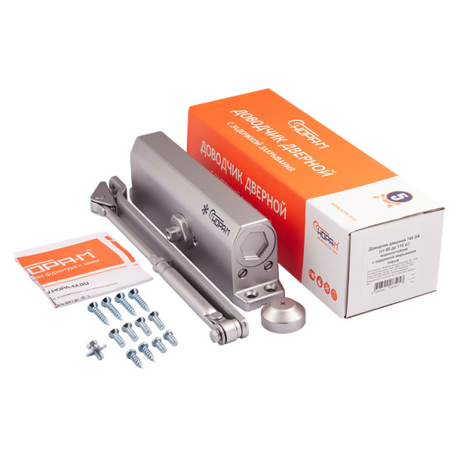 Доводчик дверной с задержкой закрывания 740DA от 60 до 110 кг серый Доводчик дверной с задержкой закрывания 740DA от 60 до 110 кг серый