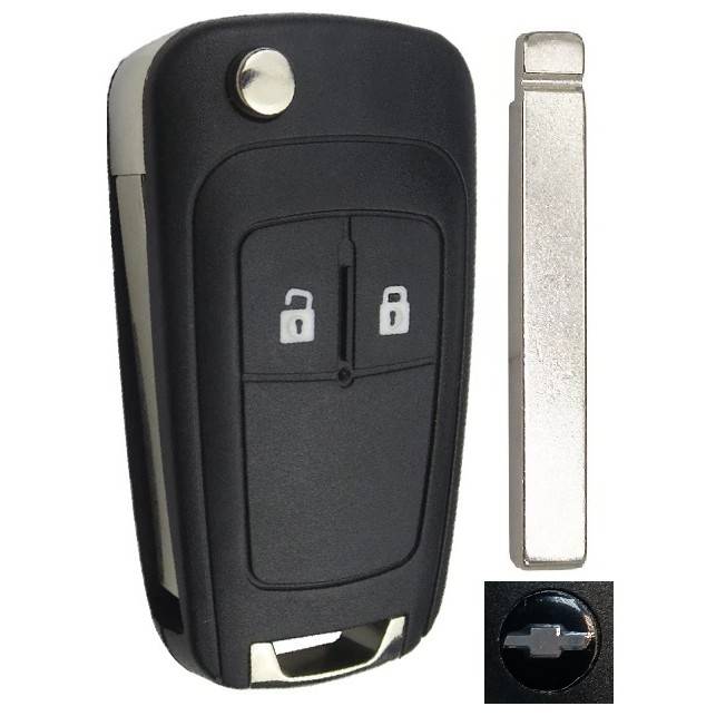Корпус выкидного ключа CHEVROLET 2 кнопки OP-11 HU100, с лого (круг)