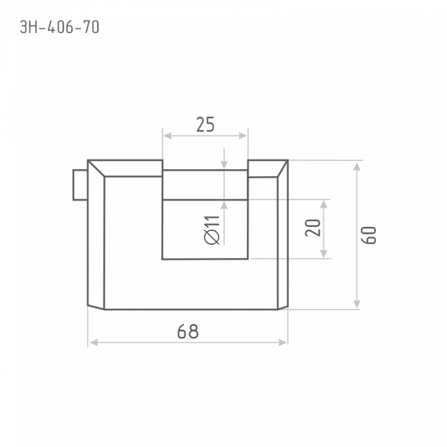 Замок навесной ЗН-406 серый 70 мм
