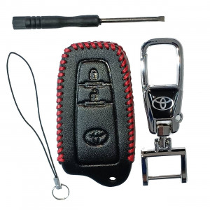 Чехол кожаный смарт ключа TOYOTA 2 кнопки с карабином