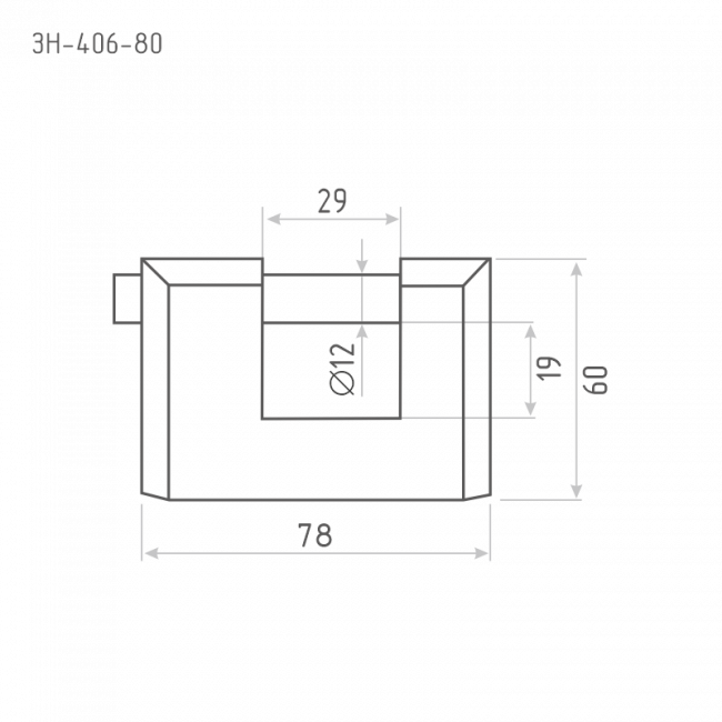 Замок навесной ЗН-406 серый 80 мм