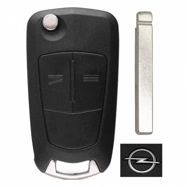 Корпус выкидного ключа OPEL 2 кнопки OP-11 HU100, с лого