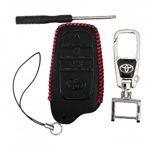 Чехол кожаный смарт ключа TOYOTA 3 кнопки с карабином
