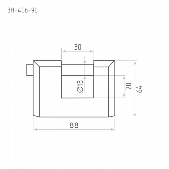 Замок навесной ЗН-406 серый 90 мм