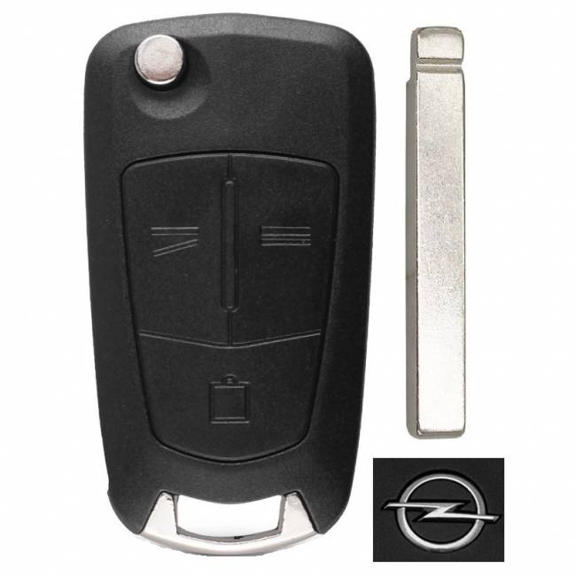 Корпус выкидного ключа OPEL 3 кнопки OP-11 HU100, с лого