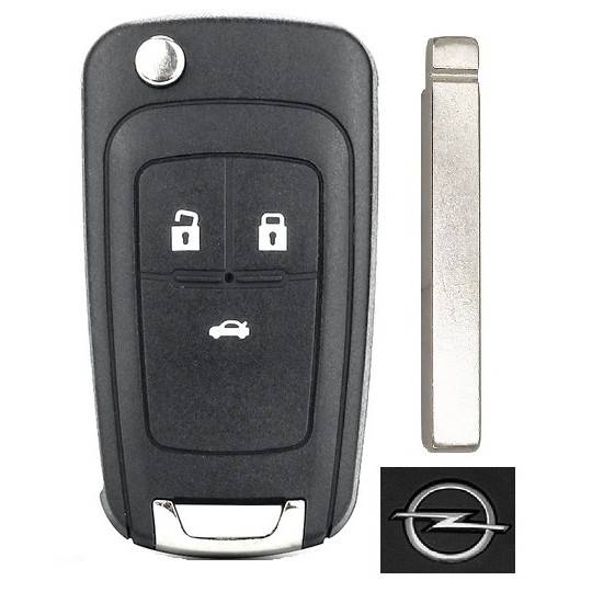 Корпус выкидного ключа OPEL 3 кнопки OP-11 HU100, с лого