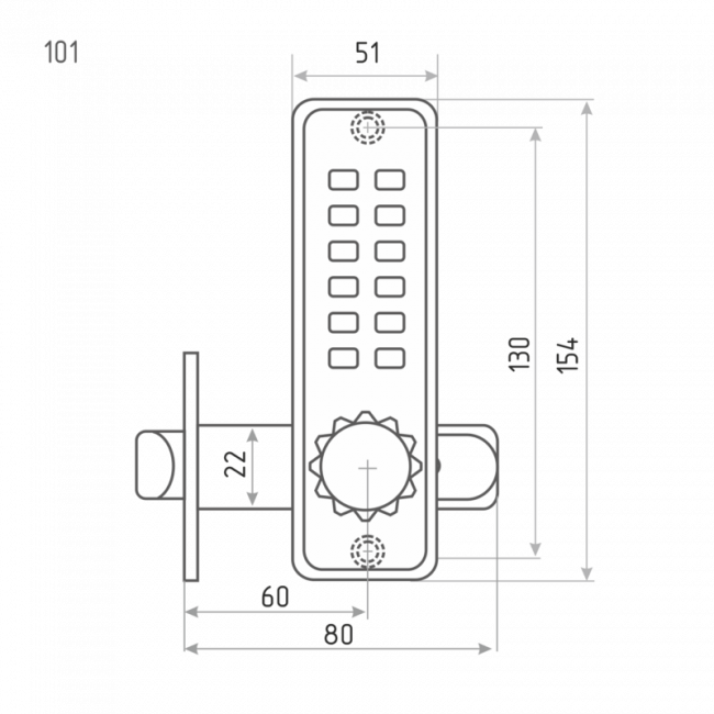 Кодовый замок с фиксатором 101 старая медь Кодовый замок с фиксатором 101 старая медь