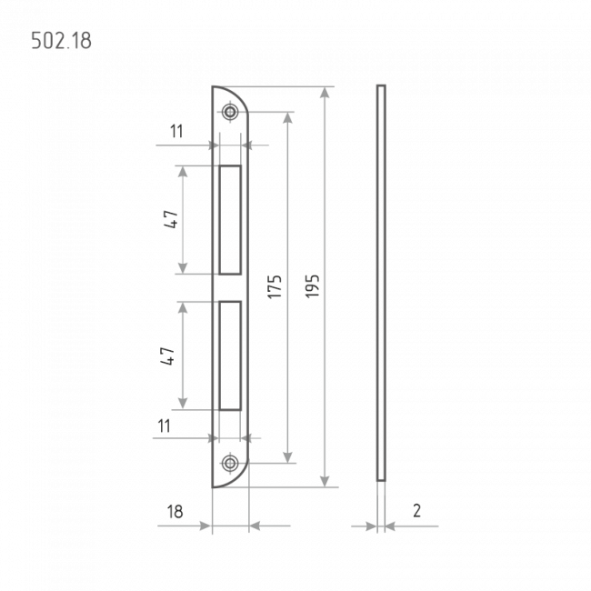 Ответная планка 502.18 хром