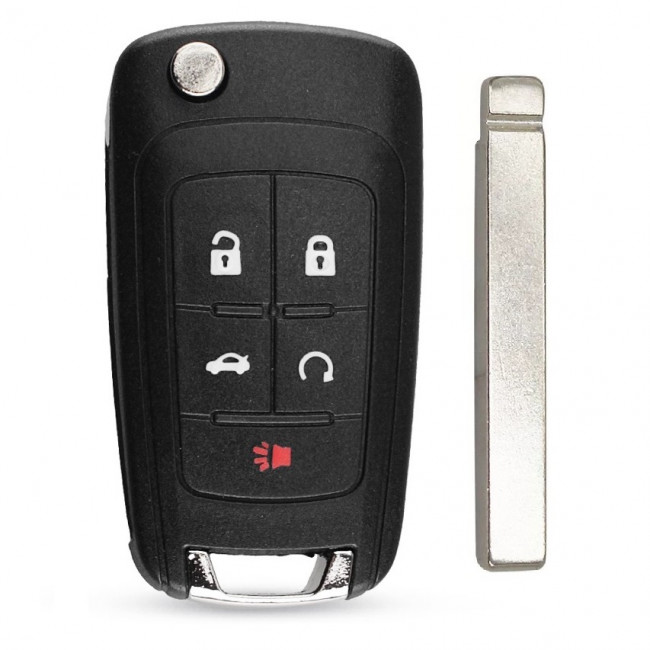 Корпус выкидного ключа CHEVROLET, OPEL 4+1 кнопки OP-11 HU100, без лого