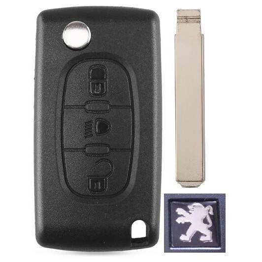 Корпус выкидного ключа PEUGEOT 3 кнопки CIT-1 VA2 бат. на корпусе CE0536, с лого