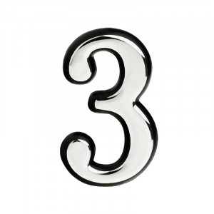 Цифра на дверь 100 мм хром 3