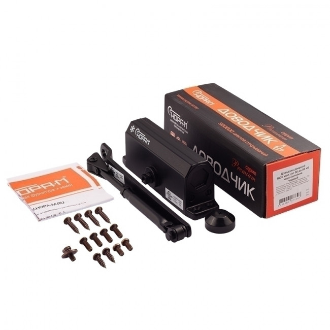 Доводчик дверной 3S мал. от 50 до 80 кг черный Доводчик дверной 3S мал. от 50 до 80 кг черный