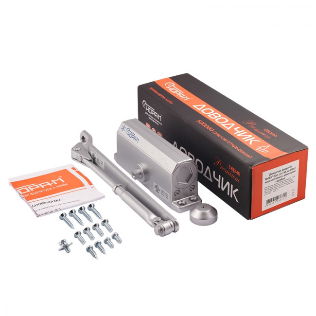 Доводчик дверной с фиксацией 3S-F бол. от 50 до 80 кг серебро Доводчик дверной с фиксацией 3S-F бол. от 50 до 80 кг серебро