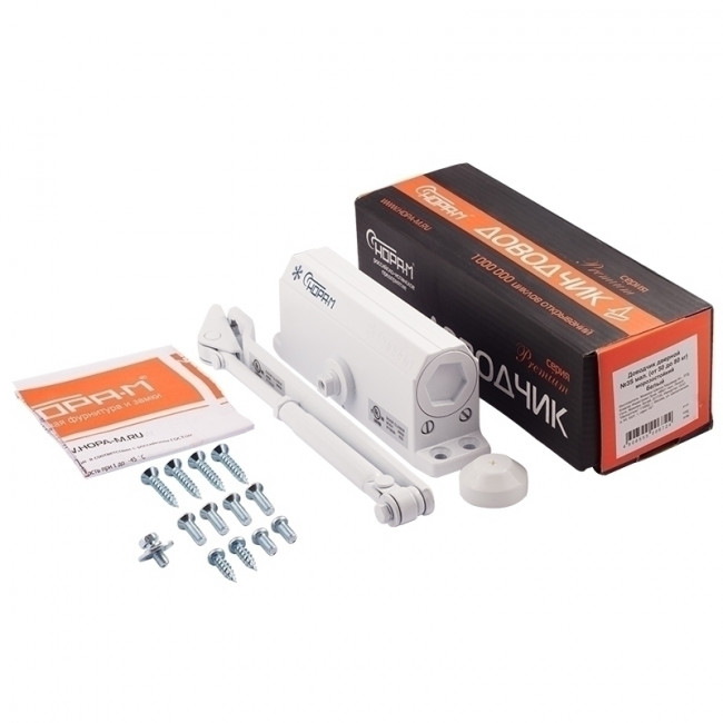 Доводчик дверной 3S мал. от 50 до 80 кг белый Доводчик дверной 3S мал. от 50 до 80 кг белый