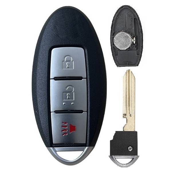 Корпус смарт ключа NISSAN 2+1 кнопки + вставка NSN14, бат.слева, с лого