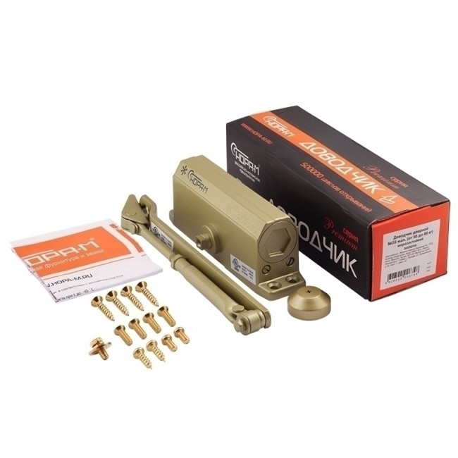 Доводчик дверной 3S мал. от 50 до 80 кг золото Доводчик дверной 3S мал. от 50 до 80 кг золото