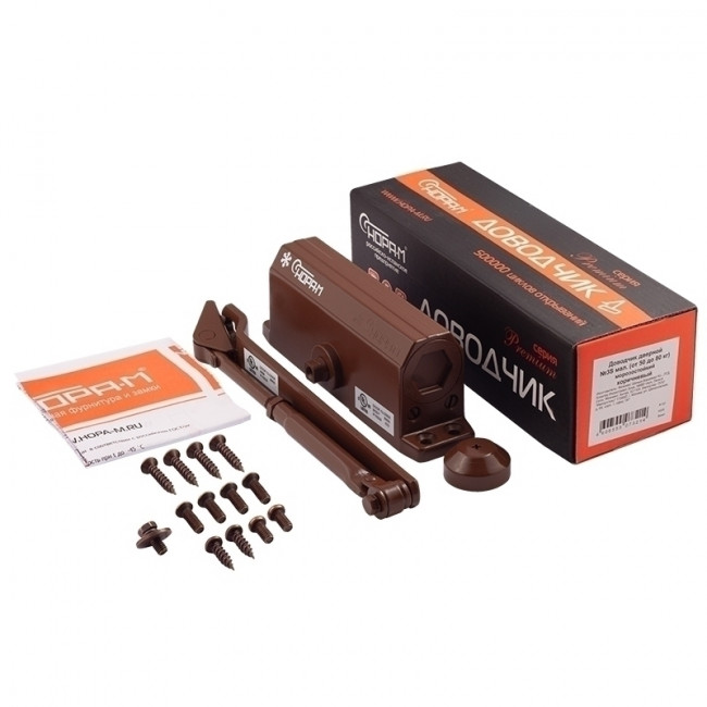 Доводчик дверной 3S мал. от 50 до 80 кг коричневый Доводчик дверной 3S мал. от 50 до 80 кг коричневый