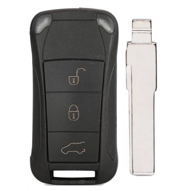 Корпус выкидного ключа PORSCHE 3 кнопки HU-HAA HU66, с лого