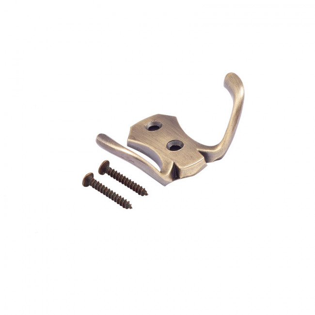 Крючок-вешалка №10 (2х рожковый) старая бронза