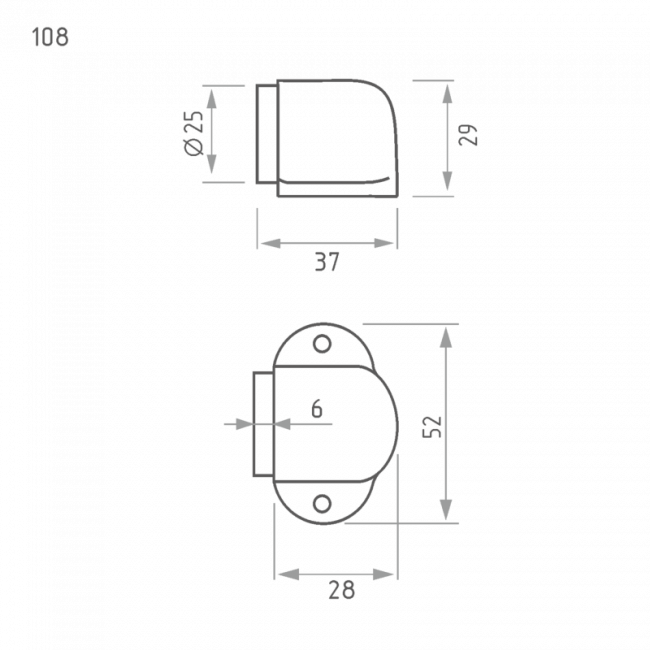 Ограничитель дверной 108 старая медь