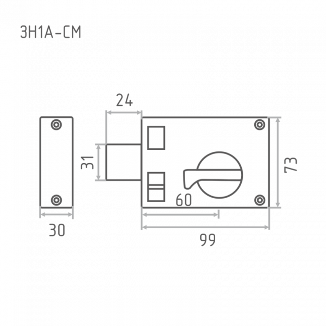Замок накладной ЗН1А-СМ медь