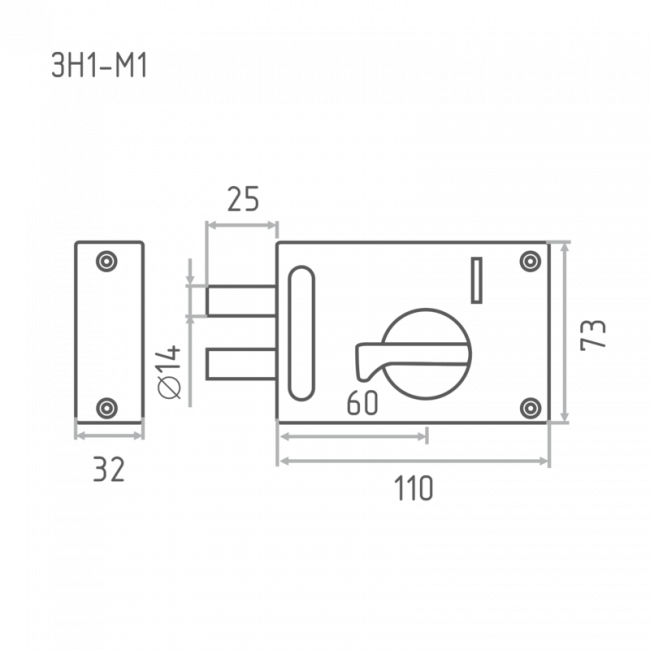 Замок накладной ЗН1-М1 медь
