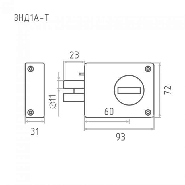 Замок накладной ЗНД1А-Т медь