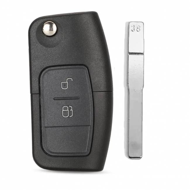 Корпус выкидного ключа FORD 2 кнопки FO-24 HU101, с лого