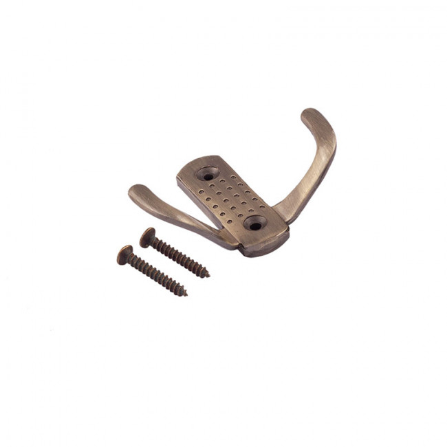 Крючок-вешалка №11(2х рожковый) старая бронза