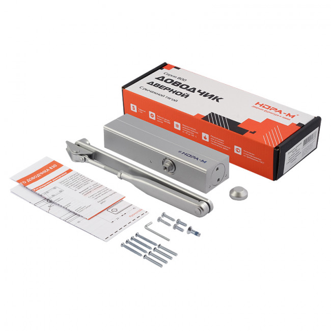 Дверной доводчик с ветровым тормозом 830 BC серебро Дверной доводчик с ветровым тормозом 830 BC серебро