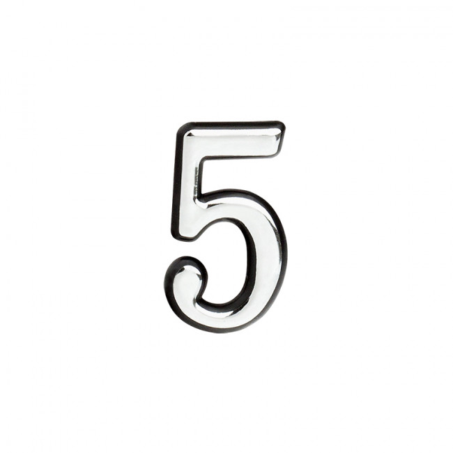 Цифра на дверь 55 мм хром 5